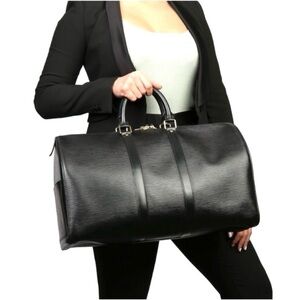 Authentic Louis Vuitton unisex Keepall 45 bag black Epi leather